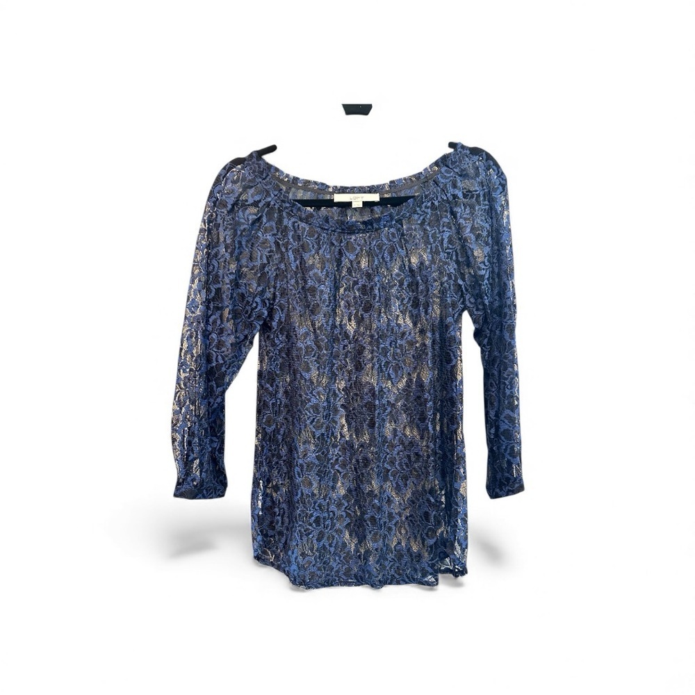 LOFT Women's Navy Lace Blouse Small